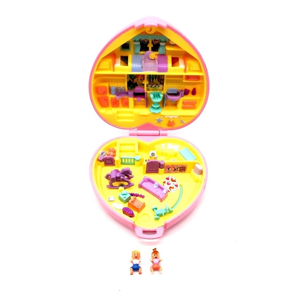 Polly Pocket 1994 Perfect Playroom Quilted Pink Heart Bluebird Toys *Missing 1*